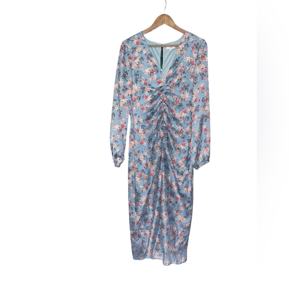 NSR Blue Floral Long Sleeve Dress
